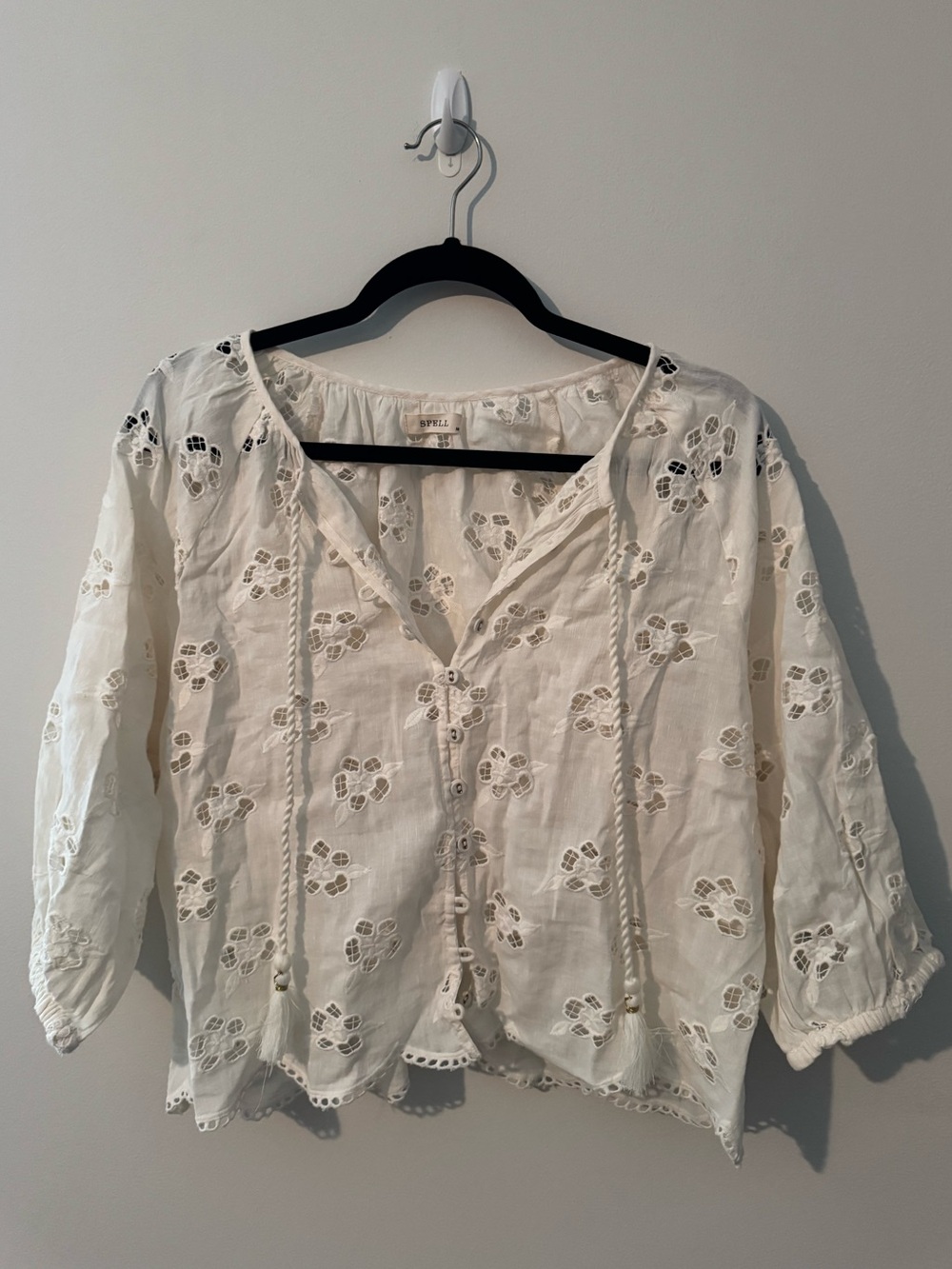 Spell white floral blouse